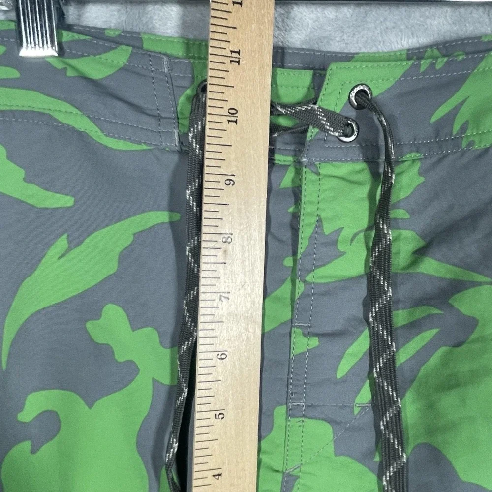 Patagonia Mens 38 Board Shorts Green Grey Abstract Camo Swim Trunks Surf